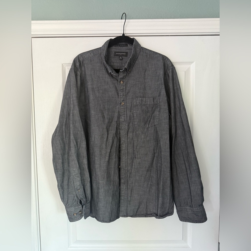 Banana Republic Charcoal Chambray Button-Down Shirt